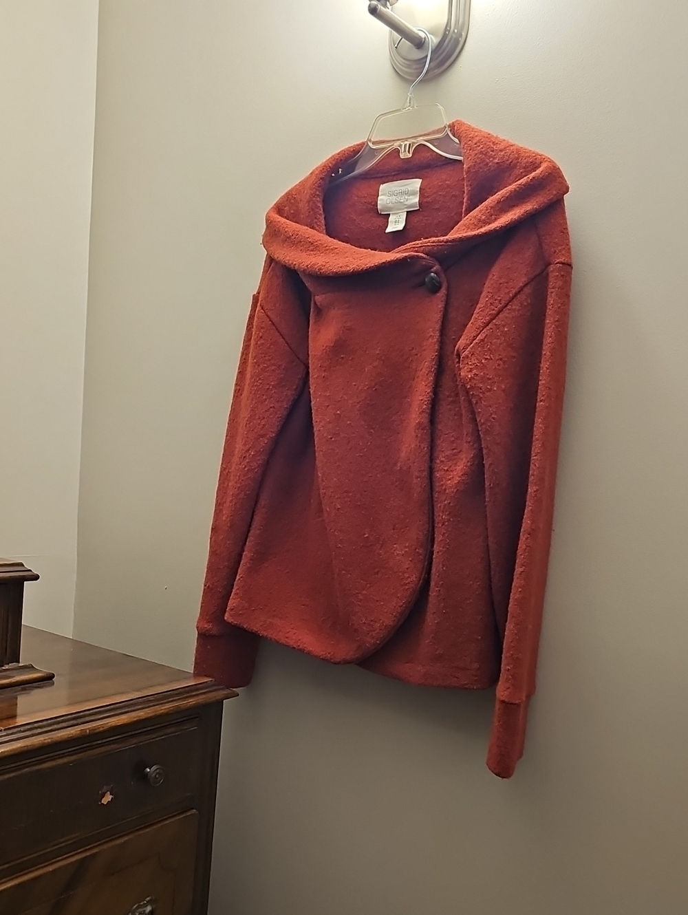 Sigrid Olsen Rust Orange Asymmetrical Button-Front Coat